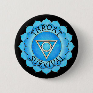 Badge Rond 5 Cm Bouton BLEU de Chakra de Chi de COMMUNICATION de