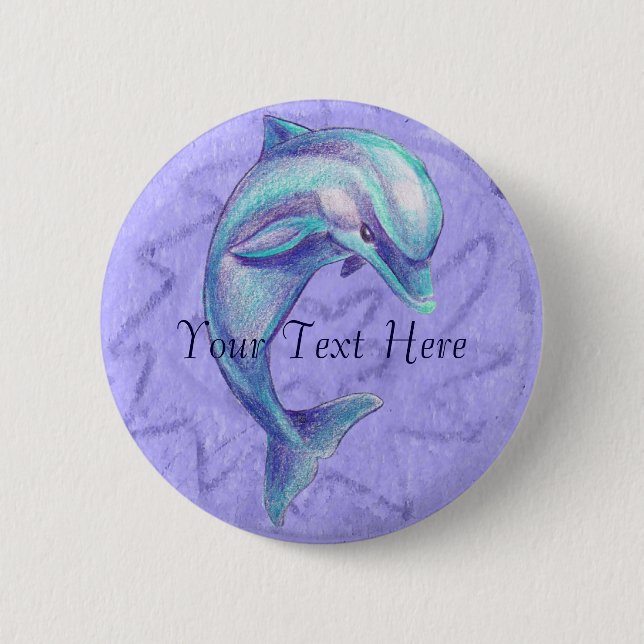 Badge Rond 5 Cm Bouton bleu de dauphin (Devant)