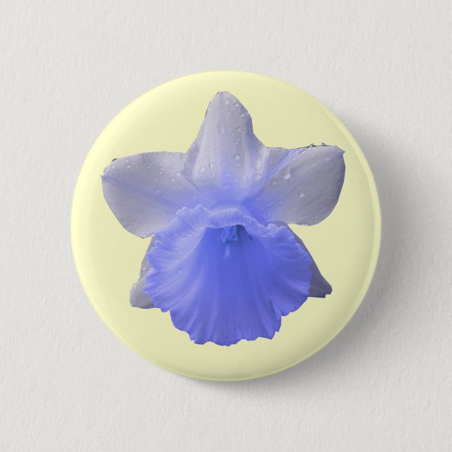Badge Rond 5 Cm Bouton bleu de la jonquille (Devant)