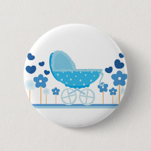 Badge Rond 5 Cm Bouton bleu de poussette