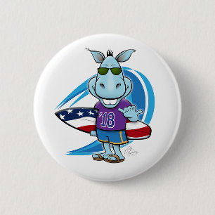 Badge Rond 5 Cm Bouton bleu de vague