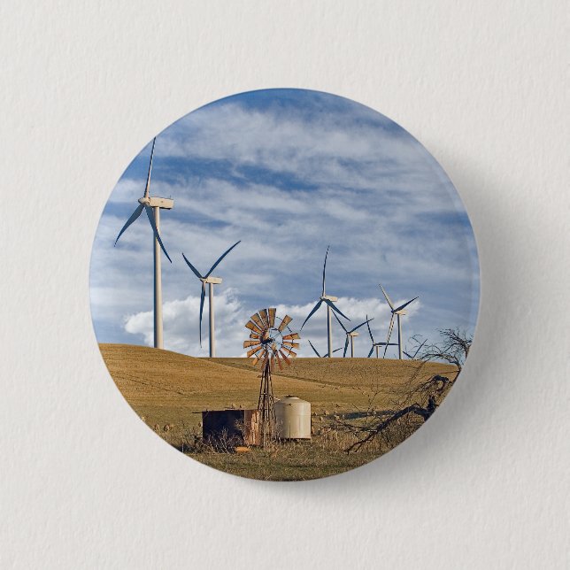 Badge Rond 5 Cm Bouton bleu de vent (Devant)