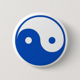 Badge Rond 5 Cm Bouton bleu de Yin-Yang
