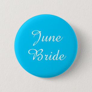Badge Rond 5 Cm Bouton Bleu et blanc Juin Mariée
