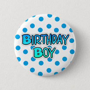 Badge Rond 5 Cm Bouton Bleu et Noir du garçon d'anniversaire