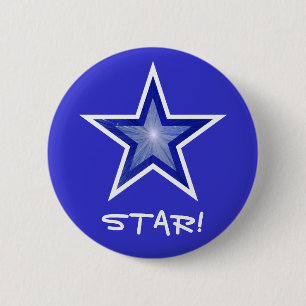 Badge Rond 5 Cm Bouton bleu foncé étoile 'STAR!' bleu