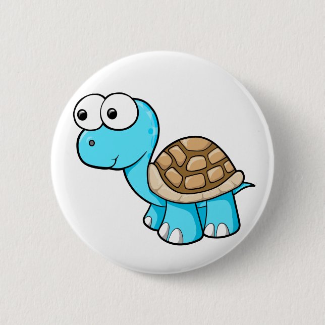 Badge Rond 5 Cm Bouton bleu mignon de tortue (Devant)