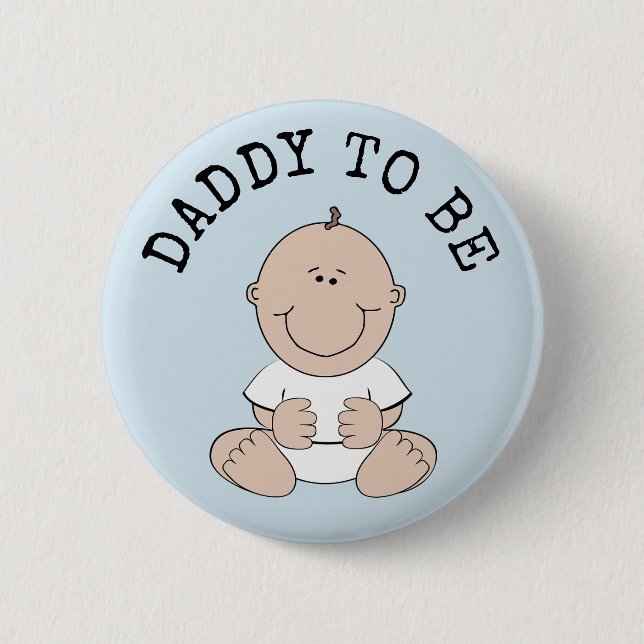 Badge Rond 5 Cm Bouton Bleu papa à Baby shower (Devant)