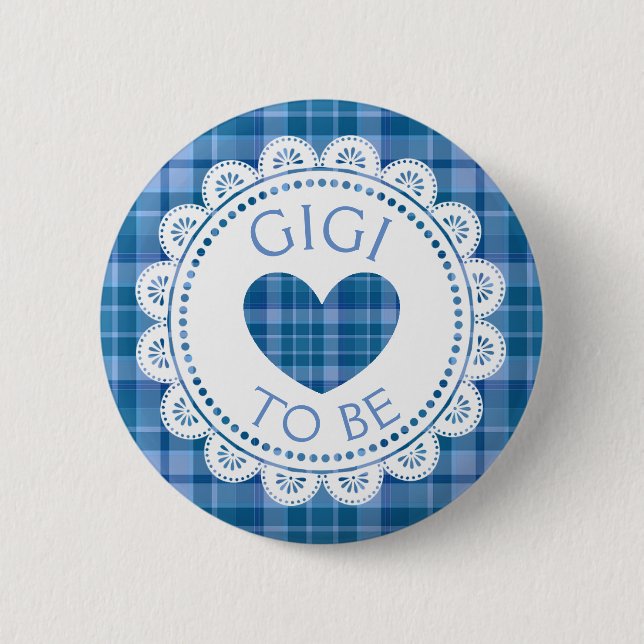 Badge Rond 5 Cm Bouton bleu Plaid Gigi to Be (Devant)