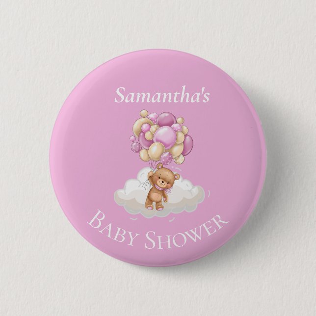 Badge Rond 5 Cm Bouton bleu rose Teddy Bear Adventure (Devant)