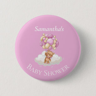 Badge Rond 5 Cm Bouton bleu rose Teddy Bear Adventure