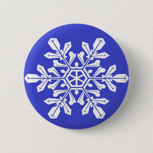 Badge Rond 5 Cm Bouton bleu Snowflake