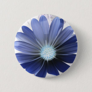 Badge Rond 5 Cm Bouton bleu vif de la marguerite africaine
