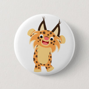 Badge Rond 5 Cm Bouton Bobcat de caricature doux Spunky