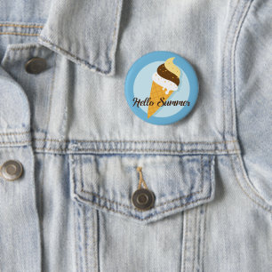 Badge Rond 5 Cm Bouton Bonjour crème glacée