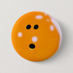 Badge Rond 5 Cm Bouton Boule de Bowling (orange)