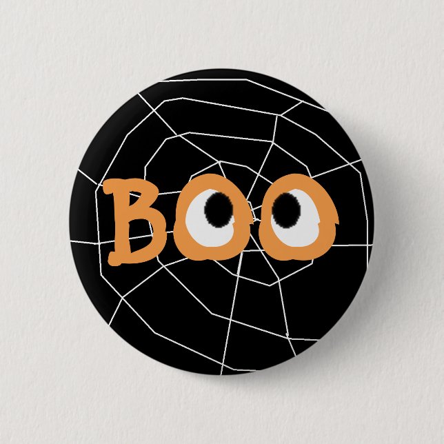 Badge Rond 5 Cm Bouton Boules d'yeux de la boîte d'Halloween orang (Devant)