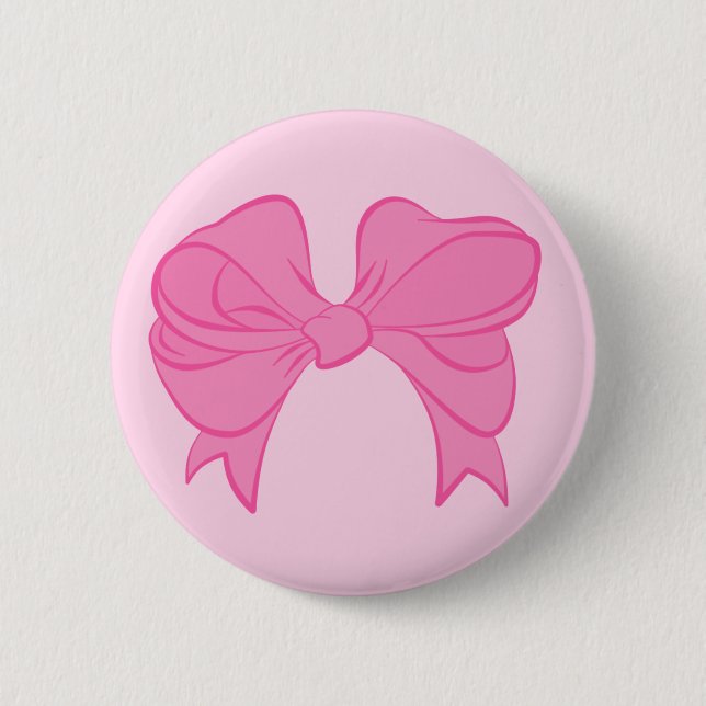 Badge Rond 5 Cm Bouton Bow rose chaud (Devant)