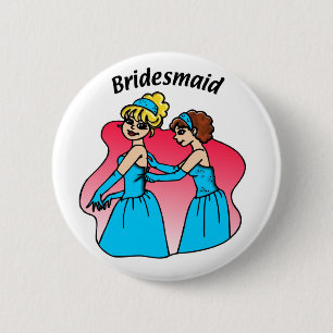 Badge Rond 5 Cm Bouton : Bridesmaid (Bleu)