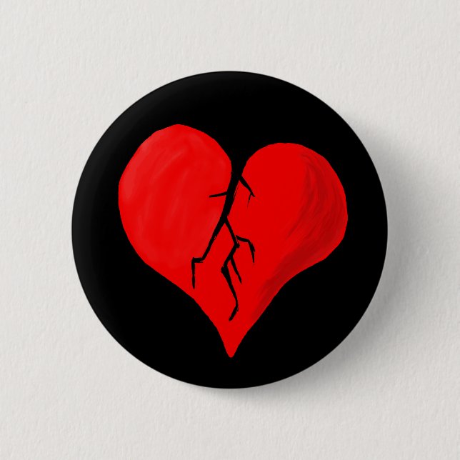 Badge Rond 5 Cm bouton brisé de coeur (Devant)