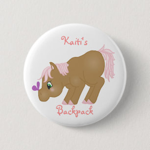 Badge Rond 5 Cm Bouton Brown de poney