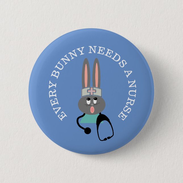 Badge Rond 5 Cm Bouton Bunny Bunny Stethoscope de l'infirmière amu (Devant)