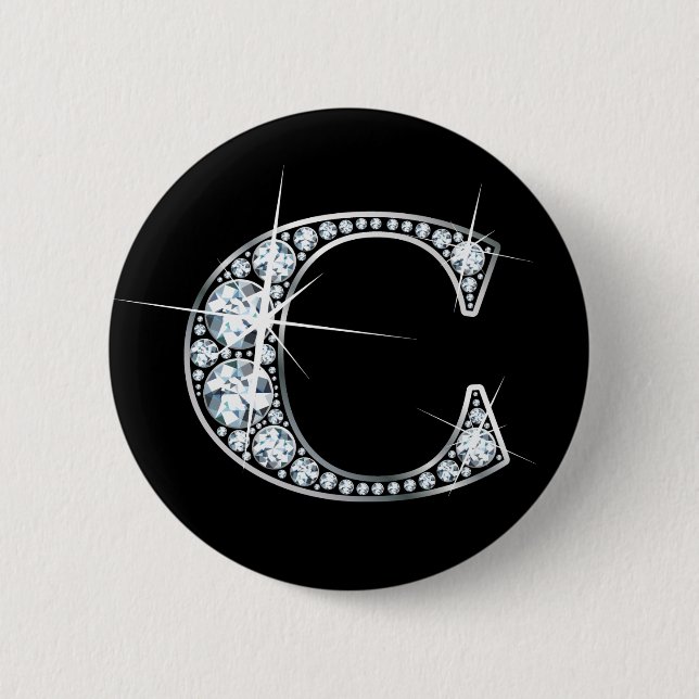 Badge Rond 5 Cm Bouton "C" à bille de diamant (Devant)