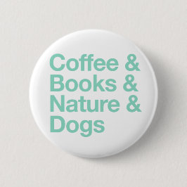 Badge Rond 5 Cm Bouton Café & Livres & Nature & Chiens (Turquoise)
