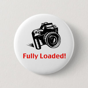 Badge Rond 5 Cm Bouton Caméra entièrement chargé