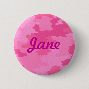 Badge Rond 5 Cm Bouton Camouflage rose clair personnalisé