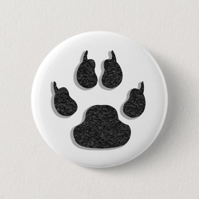 Badge Rond 5 Cm Bouton canine chien Empreinte de patte (Devant)