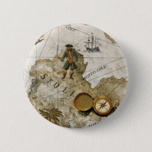 Badge Rond 5 Cm Bouton Carte du trésor