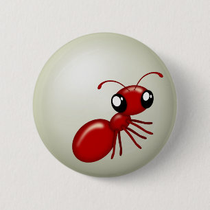 Badge Rond 5 Cm Bouton Carton rouge fourmi