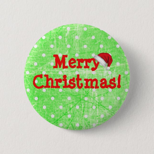 Badge Rond 5 Cm Bouton Casquette du Père Noël Joyeux (Devant)