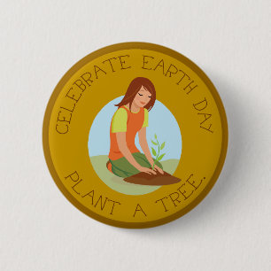 Badge Rond 5 Cm Bouton Célébrer le Jour des terres