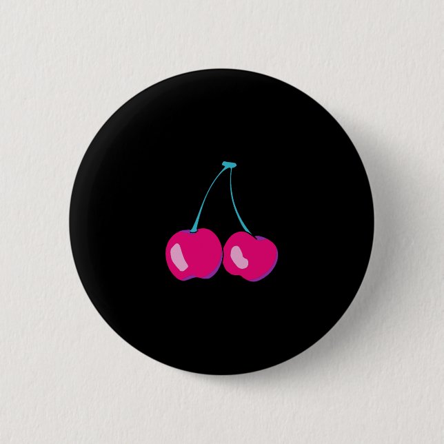 Badge Rond 5 Cm Bouton cerise (Devant)