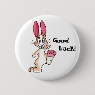Badge Rond 5 Cm Bouton chanceux de lapin