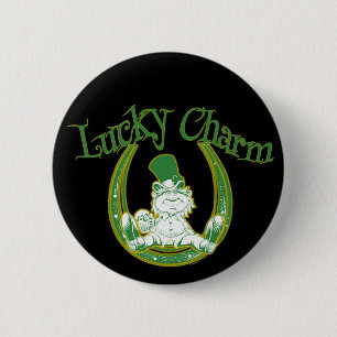 Badge Rond 5 Cm Bouton chanceux de lutin de charme