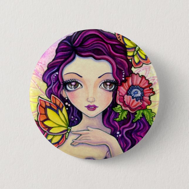 Badge Rond 5 Cm Bouton - charme de pavot (Devant)