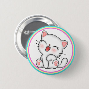 Badge Rond 5 Cm Bouton Chat