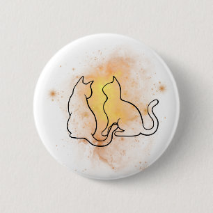 Badge Rond 5 Cm Bouton Chat aquarelle