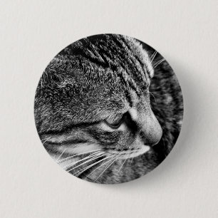 Badge Rond 5 Cm Bouton Chat noir et blanc