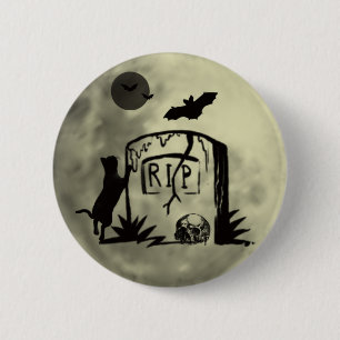 Badge Rond 5 Cm Bouton Chat Noir Joueur