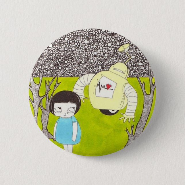 Badge Rond 5 Cm Bouton chaud de robot (Devant)