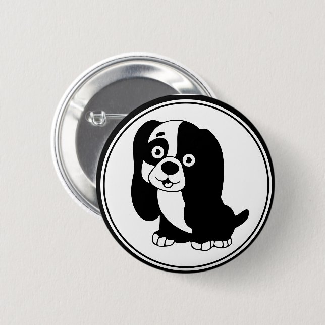 Badge Rond 5 Cm Bouton Chiot (Devant & derrière)
