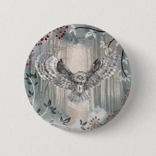 Badge Rond 5 Cm Bouton Chouette