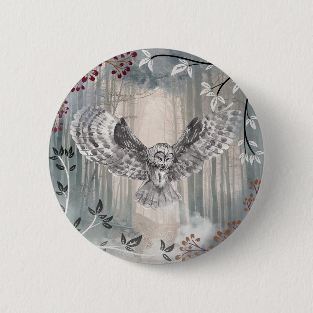 Badge Rond 5 Cm Bouton Chouette (Devant)