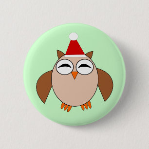 Badge Rond 5 Cm Bouton Chouette de Noël