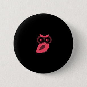 Badge Rond 5 Cm Bouton Chouette rose