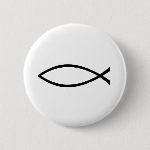 Badge Rond 5 Cm Bouton Christian Fish